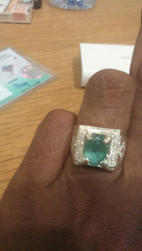 2 cincin palladium + zamrud tabur berlian 90 pc + blue sapphire tabur berlian 104 pc