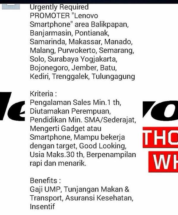 Lowongan Pekerjaan &#91;PROMOTERS LENOVO&#93;