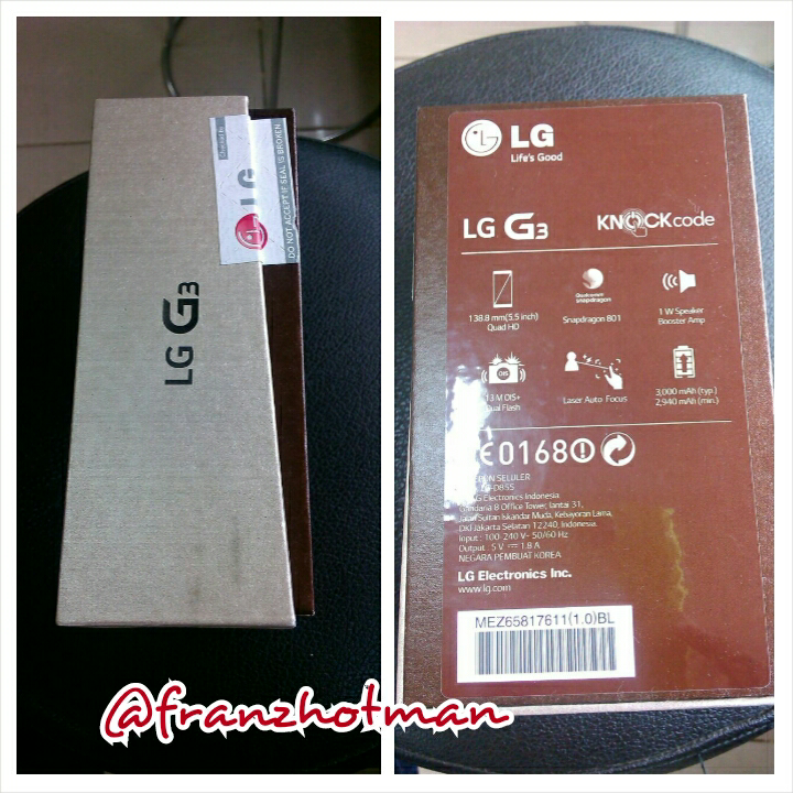 LG G3 (D855) kondisi BARU/BNIB jual cepat aja cuma 5 JUTAAN !! BURUAN GAN! Cod Bogor