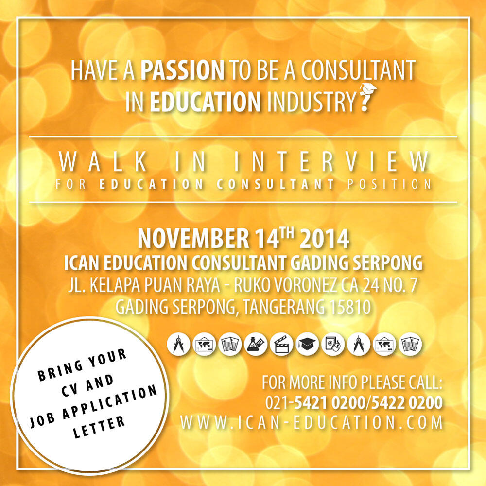 &#91;Tangerang - Jakarta&#93; WALK IN INTERVIEW FOR EDUCATION CONSULTANT POSITION