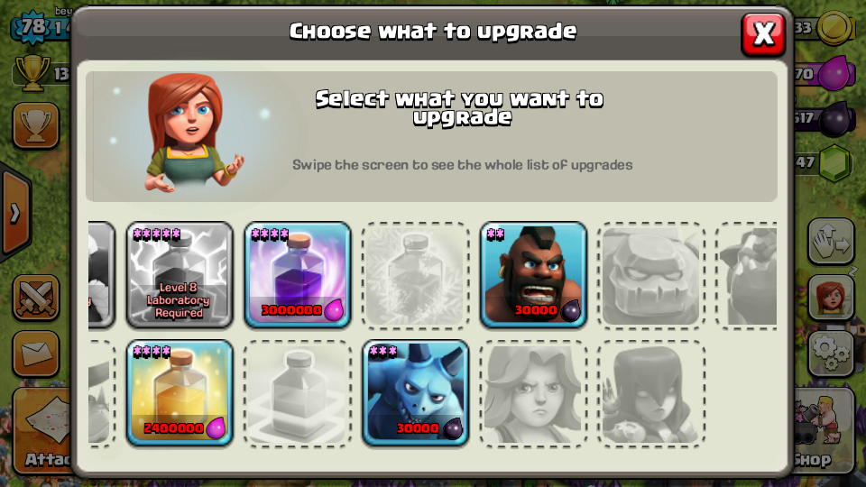 clash of clans coc th8 lv78 hampir mentok builder 4 gems 1200an depok murah
