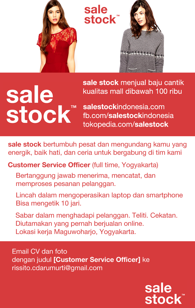 &#91;YOGYAKARTA&#93; Customer Service Officer (SHIFT MALAM) - Sale Stock Indonesia