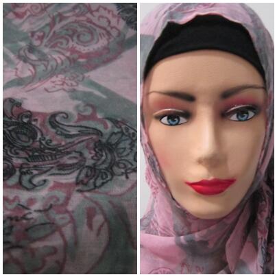 Terjual JILBAB PASHMINA SEGIEMPAT HIJAB MOTIF BUNGA FLOWER 