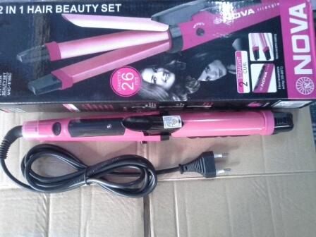 Catok Rambut Pink Nova 2 in 1 Bisa Lurus & Bergelombang