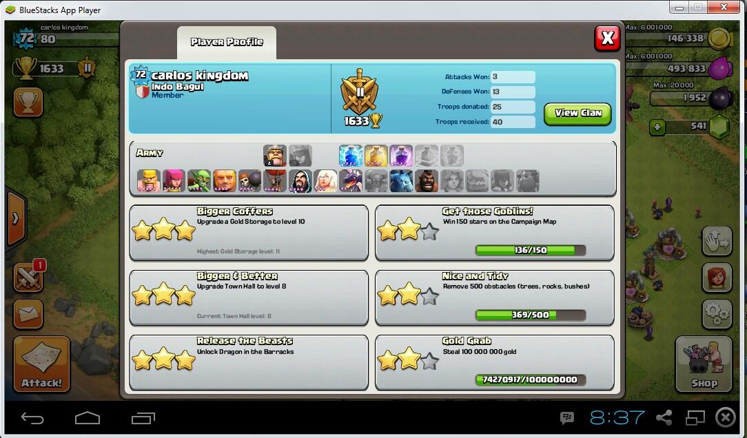 Dijual Cepat Akun COC TH.8 lvl.72