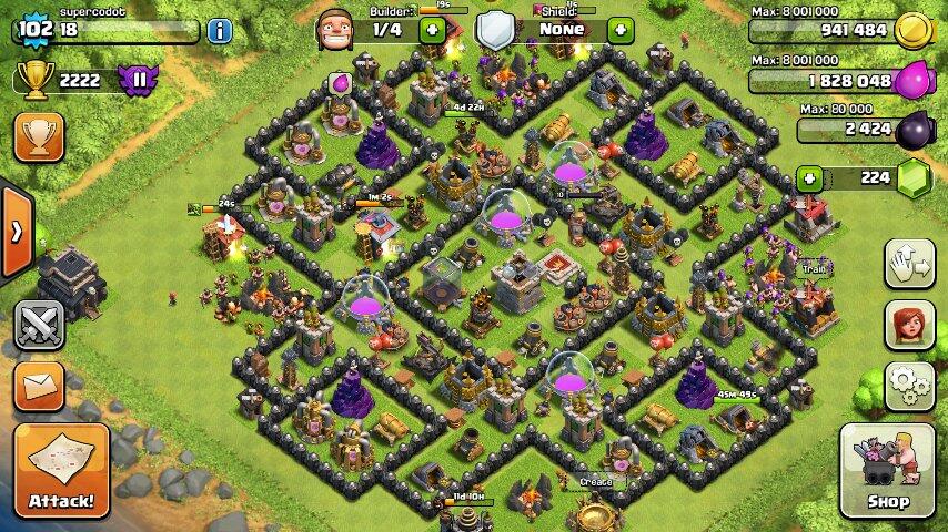 ID CLASH OF CLANS LEVEL 102 TOWNHALL 9 OBRALL SOB... JKT