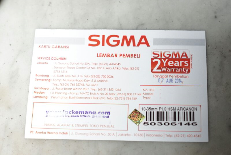 For Sale Sigma Art 18-35mm F/1.8 APS Sensor for canon like new