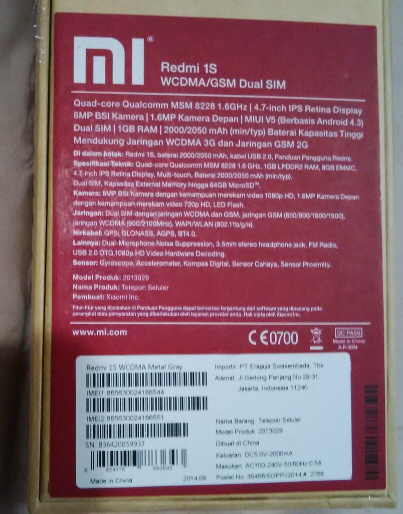 WTS Xiaomi 1s Lazada BNOTB