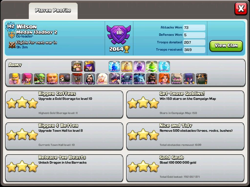 WTS id COC level 142 TH 10 all def mentok, all troop fully upgrade queen level 39