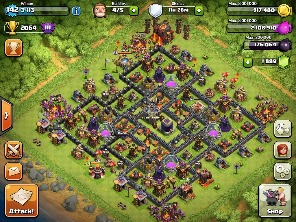 WTS id COC level 142 TH 10 all def mentok, all troop fully upgrade queen level 39