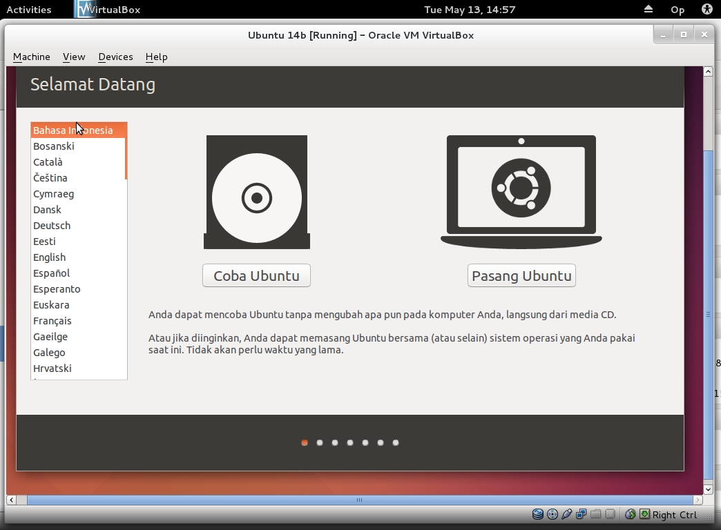 [share] Cara install linux desktop di virtualbox *Ubuntu 14 dan Opensuse 13*