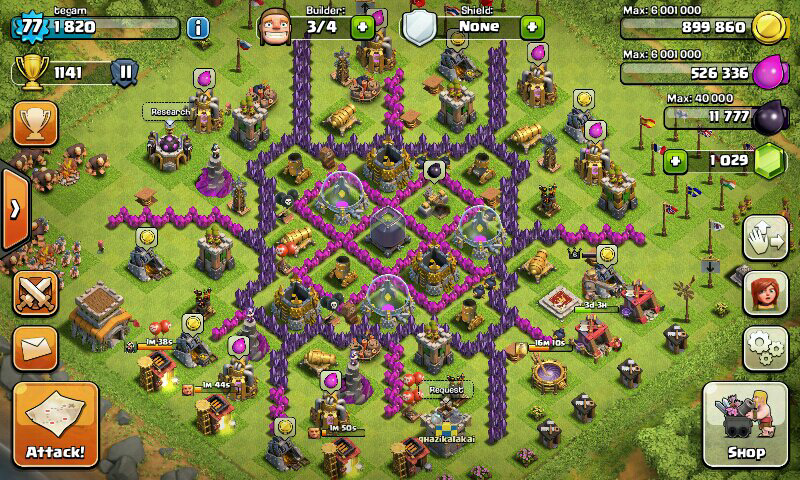 jual id coc th 8 lvl 77 . builder 4 . gems sisa 1000an. MURMER GAN