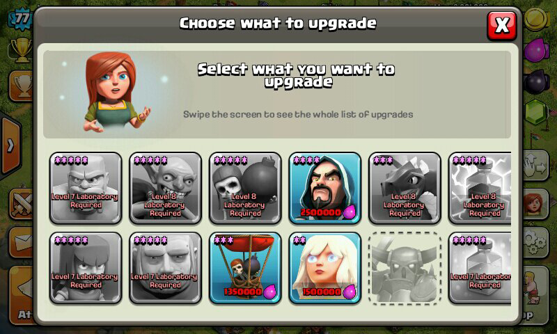 jual id coc th 8 lvl 77 . builder 4 . gems sisa 1000an. MURMER GAN