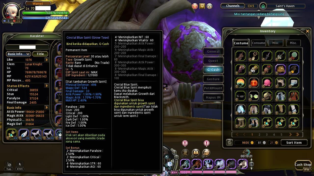 WTS char Dragon Nest Lunar Knight Full FD (GG)