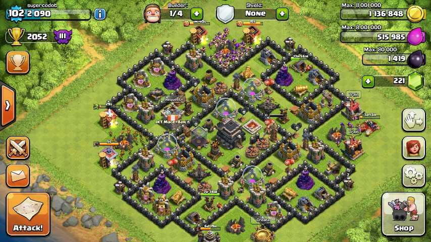 id COC / clash of clans TH9 level 102 cod JKT (+gmail)
