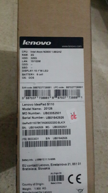 Lenovo s110 full set bonus windows 7 original.
