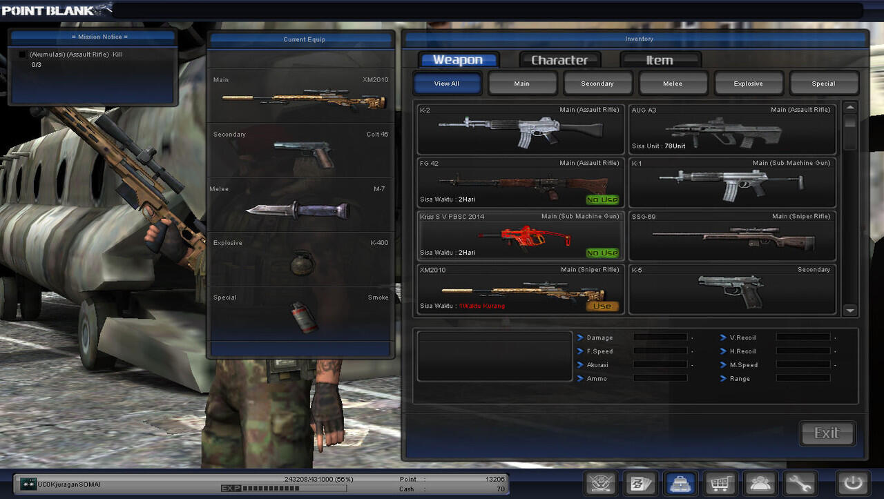 Jual Char PB Lt.col Murah + Clan Traine