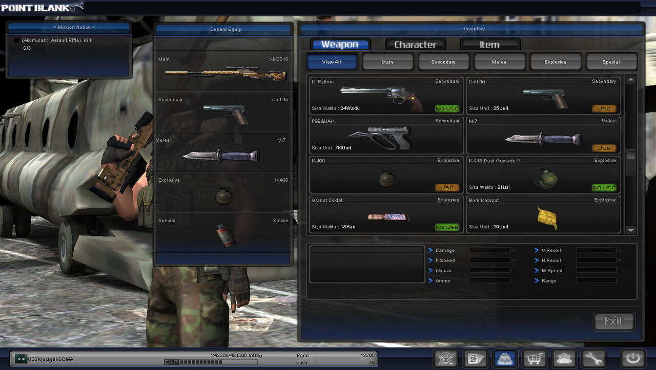 Jual Char PB Lt.col Murah + Clan Traine