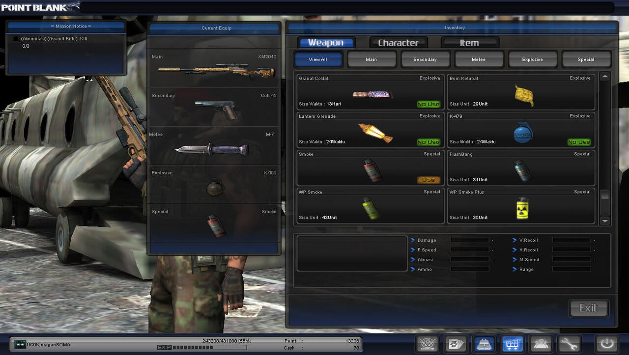 Jual Char PB Lt.col Murah + Clan Traine