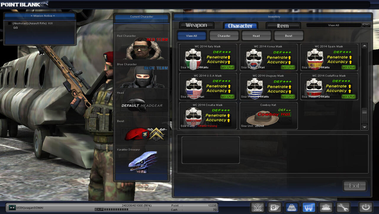 Jual Char PB Lt.col Murah + Clan Traine