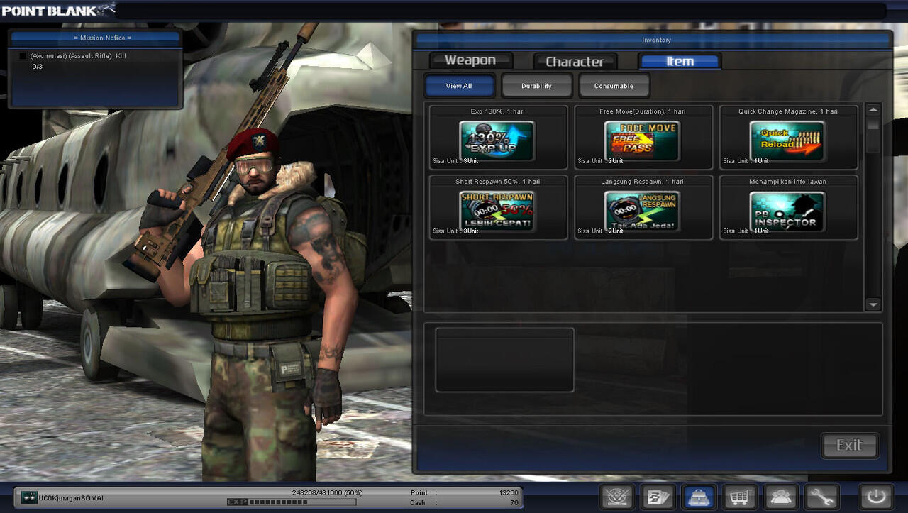 Jual Char PB Lt.col Murah + Clan Traine