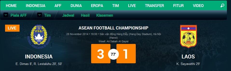 &#91;Fitnah&#93; Lolos Semifinal, Skor Sementara Timnas 3 vs 1 Laos 