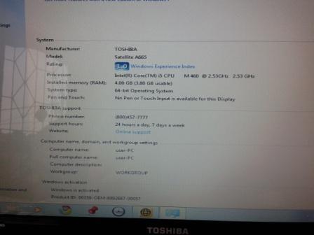 JUAL Toshiba Satellite A665-S6050