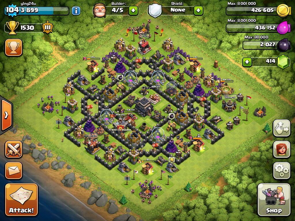 ID COC th 9 Clash of clans lv 104 builder 5 Surabaya