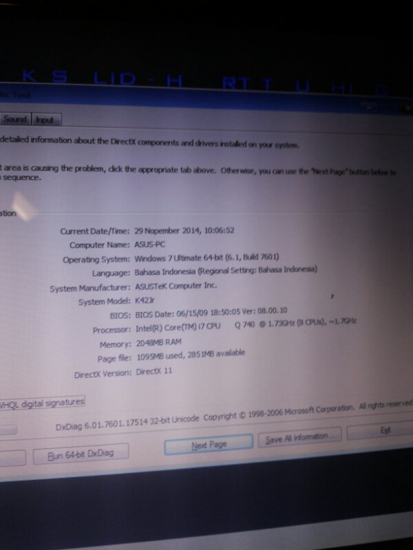 ASUS K42JR CORE I7 HDD 500 RAM 2GB VGA ATI 5400