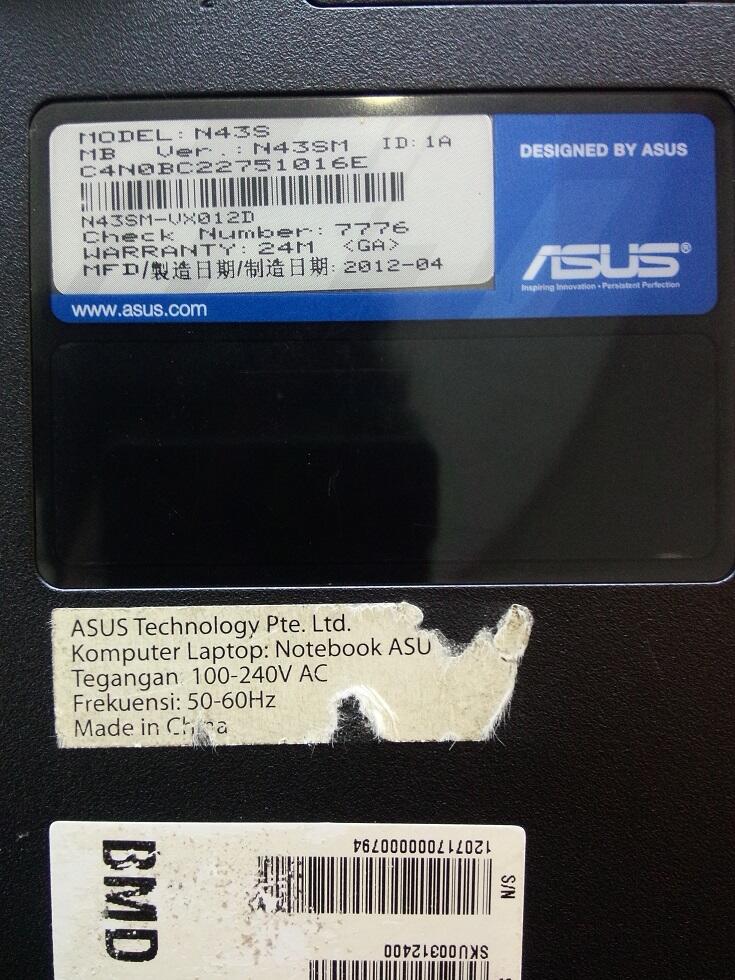 WTS : Laptop / notebook ASUS N43SL 2nd murmer, siapa cepat dia dapat, buruan gan :D