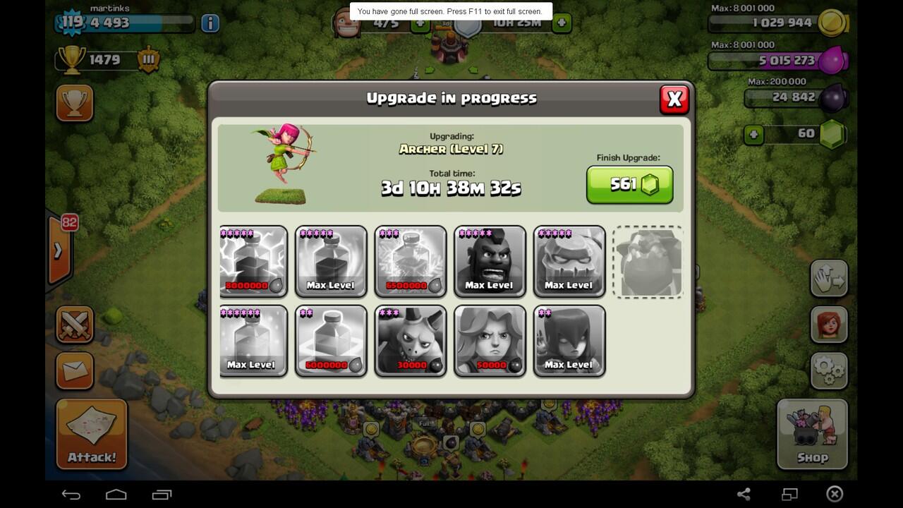 Jual ID COC TH 10 lv 119 ( PENSIUN )