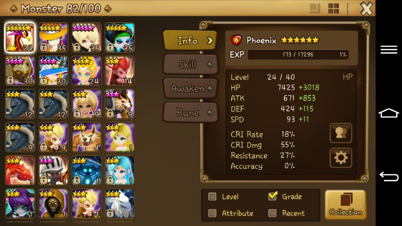 id Summoners war middle starter (perna - verde - julien - julie - accasis)