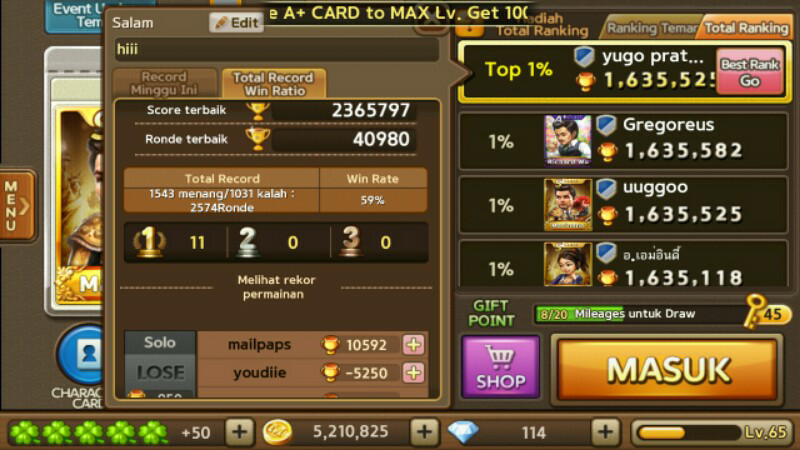 Jual ID Game Line Get Rich level maksimal Bandung