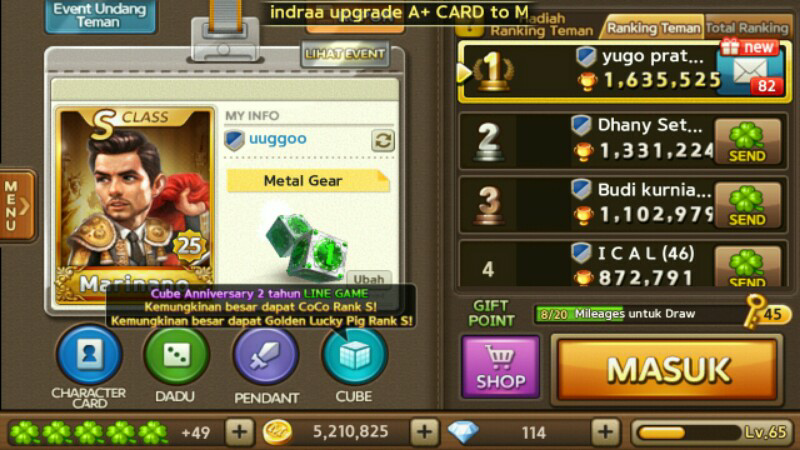 Jual ID Game Line Get Rich level maksimal Bandung