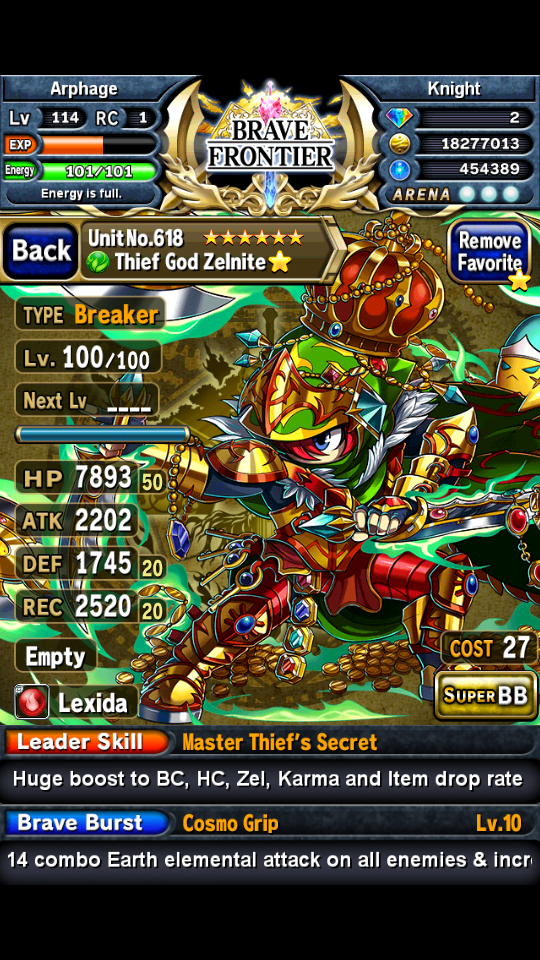 WTS id Brave Frontier Maxwell Acquired , full crit team sbb