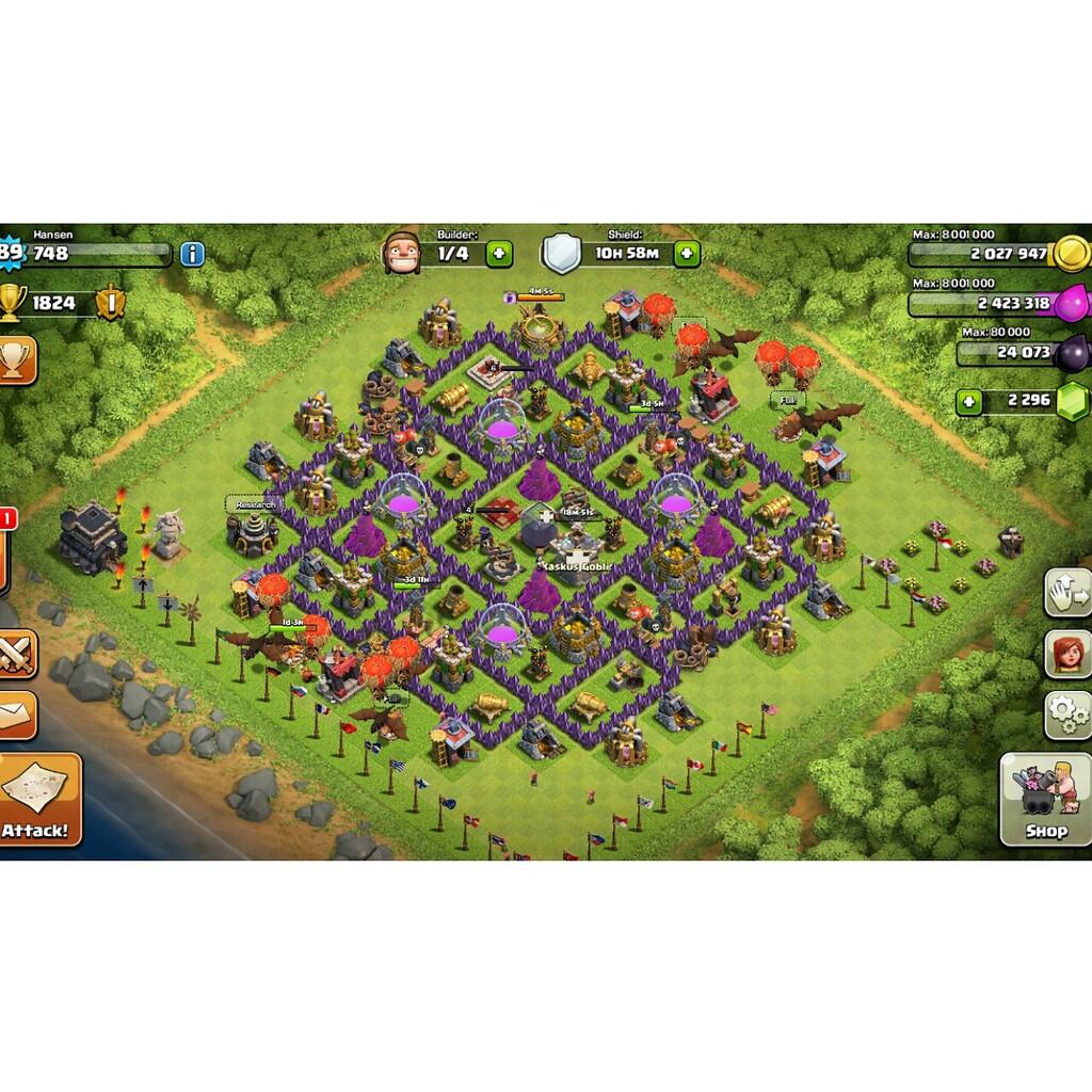 DIJUAL NEGO ID COC TH 9 LVL 89 GEMS 2200+