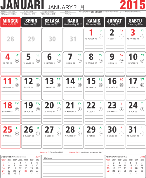 Terjual Jasa Desain Kalender 2015 Terpercaya, Full Service 