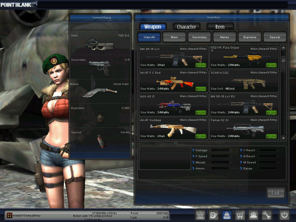 JUAL CHAR POINT BLANK PANGKAT BINTANG 4 (JENDRAL)