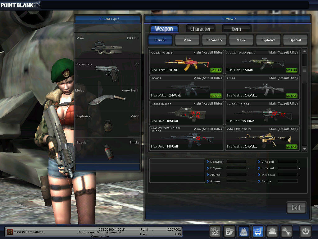 JUAL CHAR POINT BLANK PANGKAT BINTANG 4 (JENDRAL)