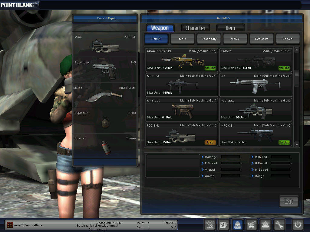 JUAL CHAR POINT BLANK PANGKAT BINTANG 4 (JENDRAL)