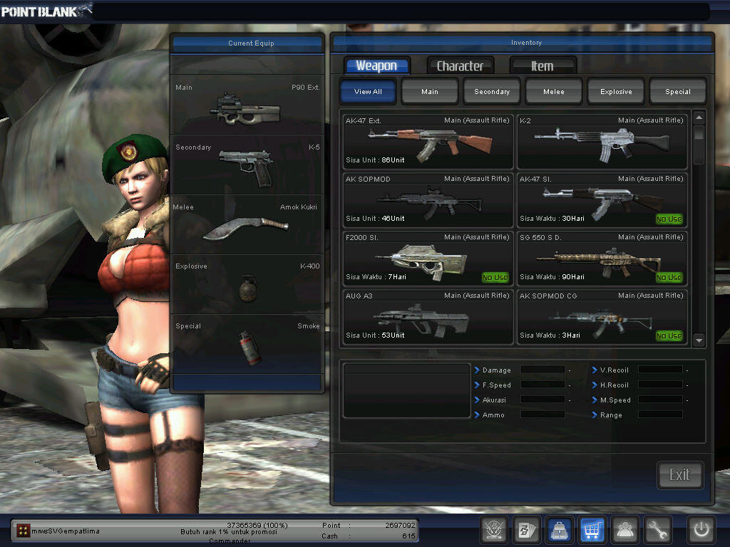 JUAL CHAR POINT BLANK PANGKAT BINTANG 4 (JENDRAL)