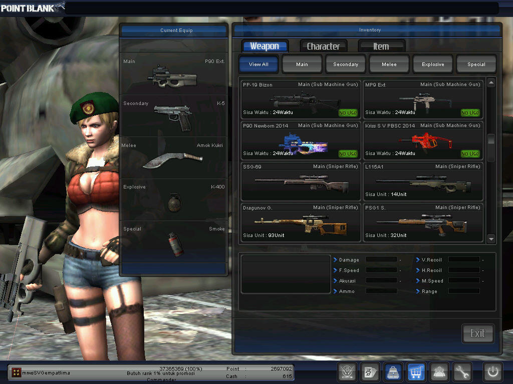 JUAL CHAR POINT BLANK PANGKAT BINTANG 4 (JENDRAL)