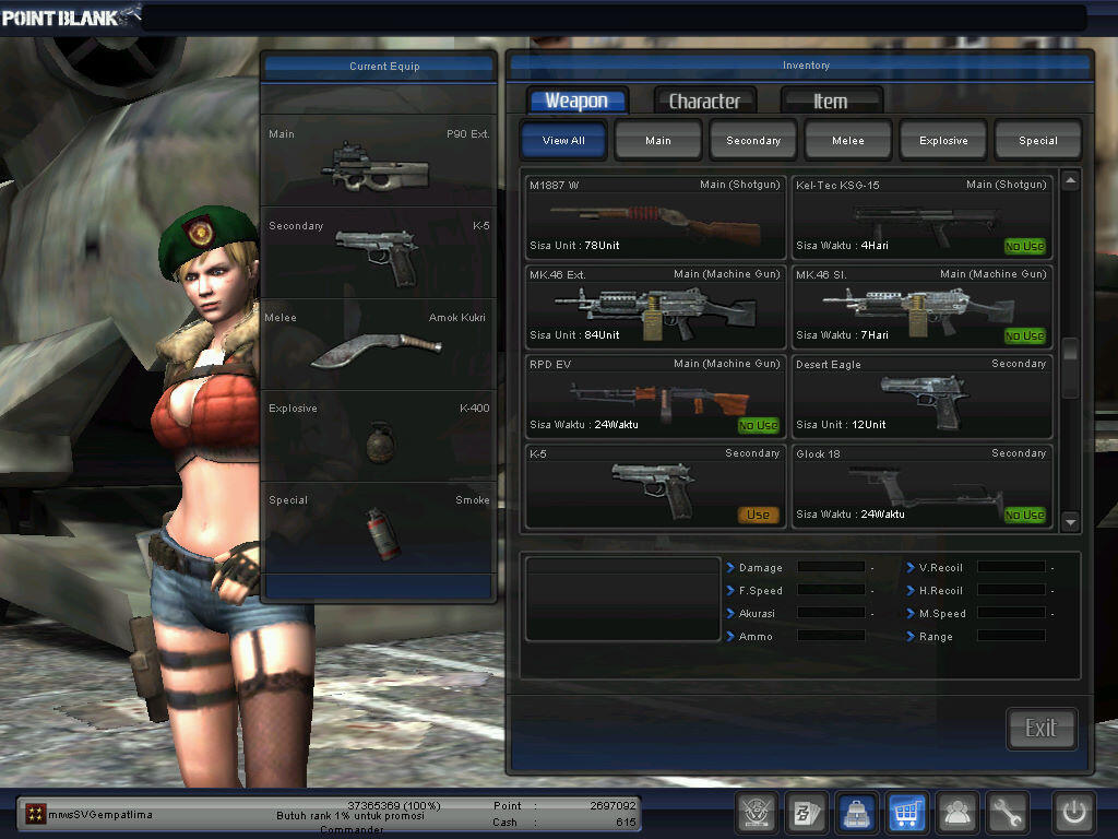 JUAL CHAR POINT BLANK PANGKAT BINTANG 4 (JENDRAL)