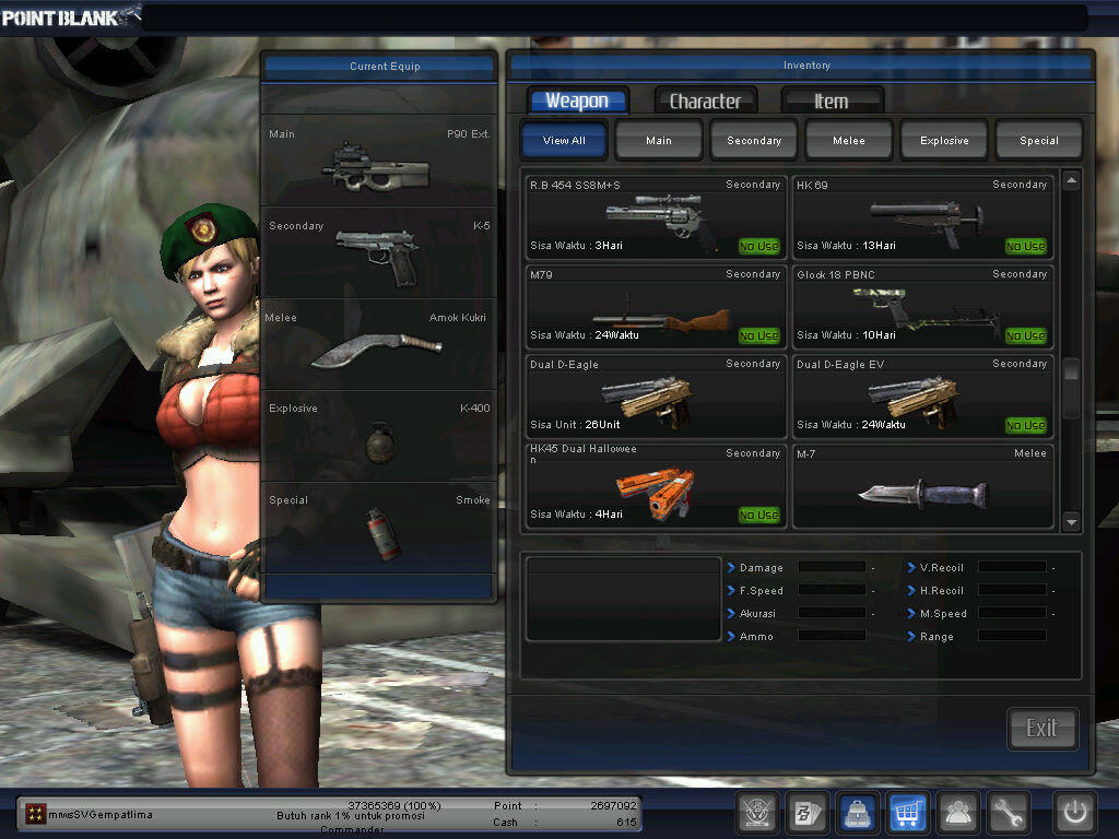 JUAL CHAR POINT BLANK PANGKAT BINTANG 4 (JENDRAL)