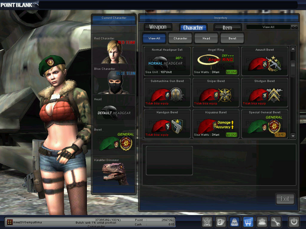JUAL CHAR POINT BLANK PANGKAT BINTANG 4 (JENDRAL)
