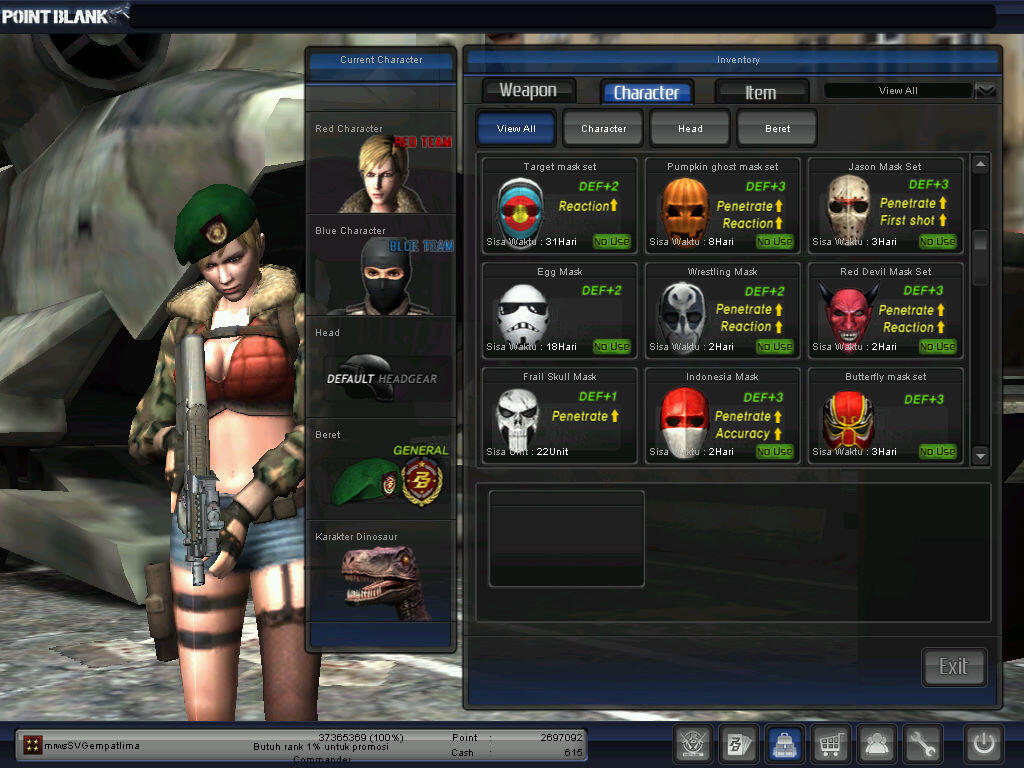 JUAL CHAR POINT BLANK PANGKAT BINTANG 4 (JENDRAL)
