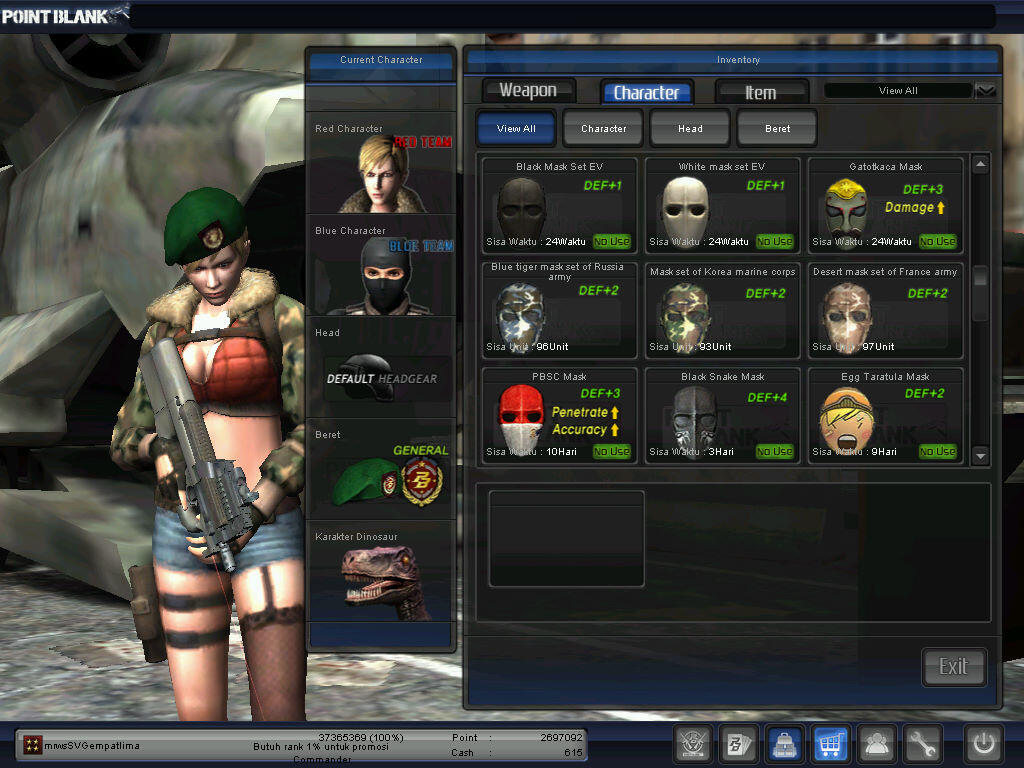 JUAL CHAR POINT BLANK PANGKAT BINTANG 4 (JENDRAL)