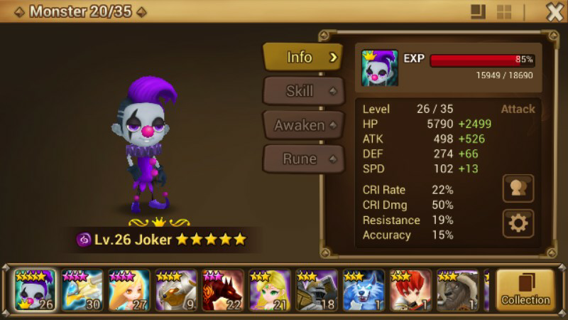 WTS id summoners war dark joker