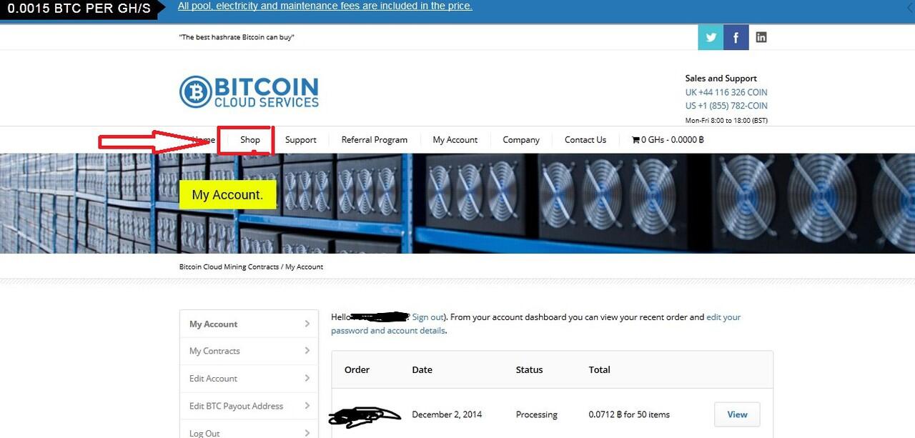 BCS (BitcoinCloudServices) cloud mining from silver member bitcoin foundation