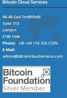 BCS (BitcoinCloudServices) cloud mining from silver member bitcoin foundation